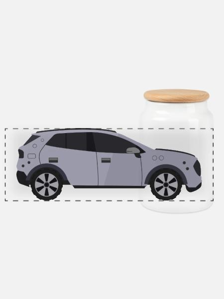 Auto - Panorama Keksdose mit Holzdeckel - Weiß