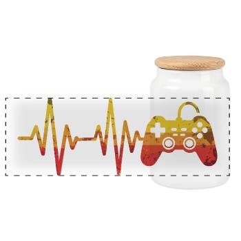 Heartbeat Gamepad Retro - Panoramic Cookie Jar with Wooden Lid - white - Front