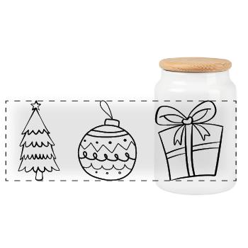 Minimal Christmas – Schlichte Weihnachtsdesigns - Panorama Keksdose mit Holzdeckel - Weiß - Vorne