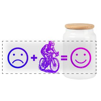Compact road bike design for road bike - Panoramic Cookie Jar with Wooden Lid - white - Front