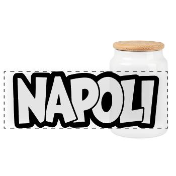Lettrage de Naples - Boîte à biscuits avec couvercle en bois - blanc - Devant