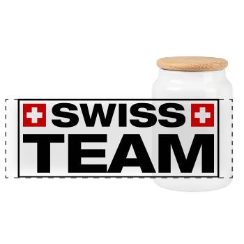 Équipe suisse suisse - Boîte à biscuits avec couvercle en bois - blanc - Devant
