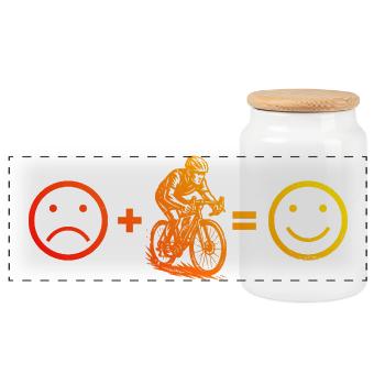 Vintage road bike design for road bike - Panoramic Cookie Jar with Wooden Lid - white - Front