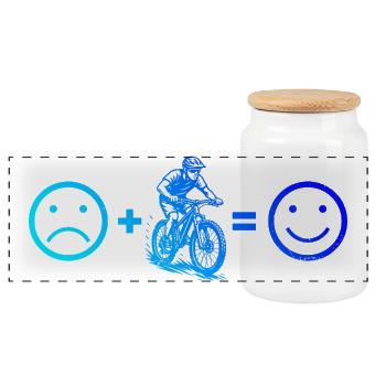 Clear mountain bike motif for every day - Panoramic Cookie Jar with Wooden Lid - white - Front