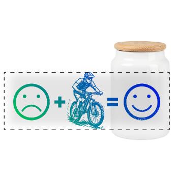 Einfach Mountainbike zeitloses Design - Panorama Keksdose mit Holzdeckel - Weiß - Vorne