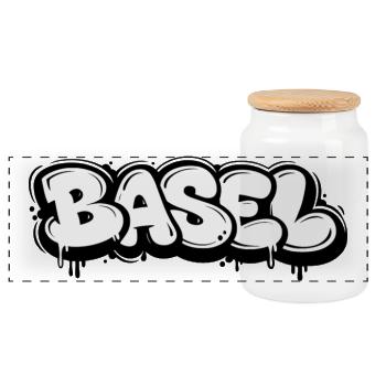 Basel Bubble Graffiti - Panorama Keksdose mit Holzdeckel - Weiß - Vorne