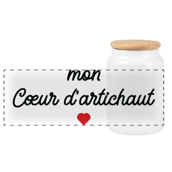 Mon Cœur d'artichaut - Boîte à biscuits avec couvercle en bois - blanc - Devant