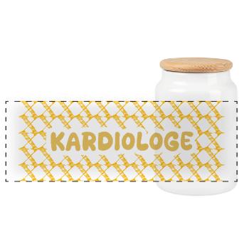 Gift for cardiologist - Panoramic Cookie Jar with Wooden Lid - white - Front