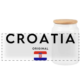 Kroatien-Flagge, elegantes minimalistisches Design - Panorama Keksdose mit Holzdeckel - Weiß - Vorne