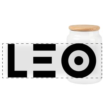Prénom Leo - Boîte à biscuits avec couvercle en bois - blanc - Devant