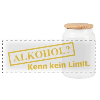 Alkohol? Kenn kein Limit - Panorama Keksdose mit Holzdeckel - Weiß - Vorne