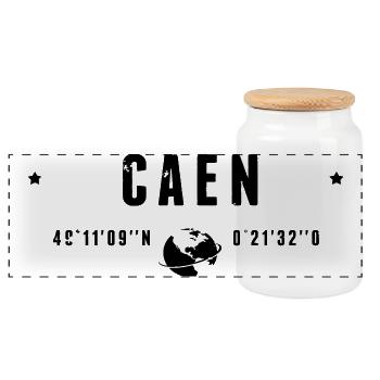 Caen France Coordonnées Gps Globe - Boîte à biscuits avec couvercle en bois - blanc - Devant