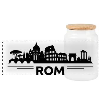 Horizon de Rome - Boîte à biscuits avec couvercle en bois - blanc - Devant