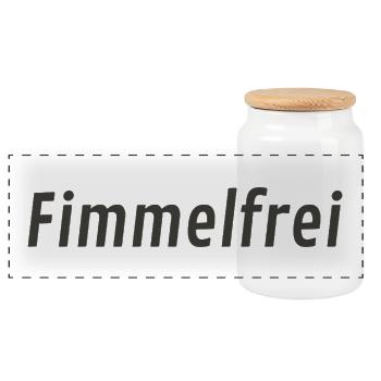 Fimmelfrei – Humorvolles Typografie Motiv - Panorama Keksdose mit Holzdeckel - Weiß - Vorne