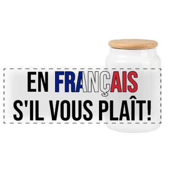 En français s'il vous plaît! (schwarz) - Panorama Keksdose mit Holzdeckel - Weiß - Vorne