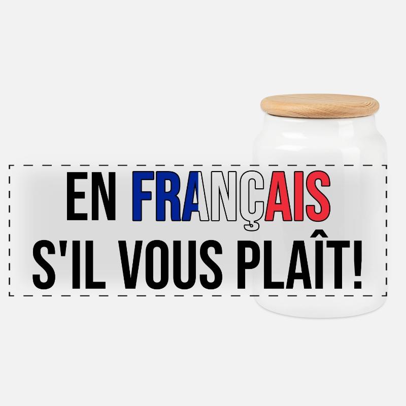 En français s'il vous plaît! (schwarz) - Panorama Keksdose mit Holzdeckel - Weiß