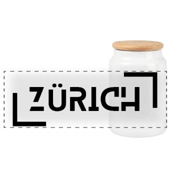 Zurich - Panoramic Cookie Jar with Wooden Lid - white - Front