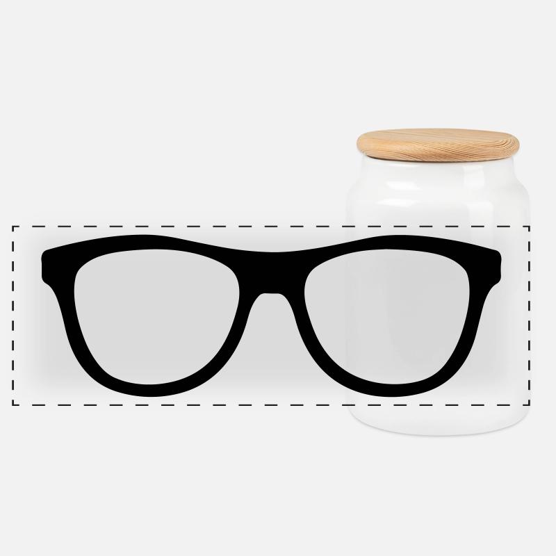 Nerd Hispter Brille - Glasses - Panorama Keksdose mit Holzdeckel - Weiß