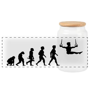 Evolution Gymnastik Turnen Akrobatik Geräteturnen - Panorama Keksdose mit Holzdeckel - Weiß - Vorne