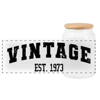 Vintage Est. 1973 50e anniversaire Hommes Femmes 50 ans - Boîte à biscuits avec couvercle en bois - blanc - Devant