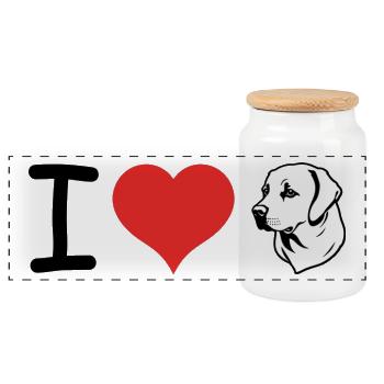 J’adore Labrador Retriever - Pet Design - Boîte à biscuits avec couvercle en bois - blanc - Devant