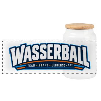 Wasserball Teamkraft Leidenschaft - Panorama Keksdose mit Holzdeckel - Weiß - Vorne