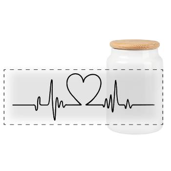 Heartbeat and Infinite Love - Panoramic Cookie Jar with Wooden Lid - white - Front