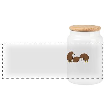 Deux kiwis avec un kiwi - Boîte à biscuits avec couvercle en bois - blanc - Devant