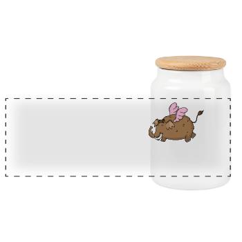 Mammouth avec ailes d’ange - Boîte à biscuits avec couvercle en bois - blanc - Devant
