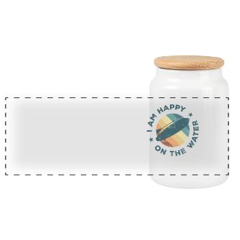I am Happy one the Water SUP Stand up Paddle - Panoramic Cookie Jar with Wooden Lid - white - Front