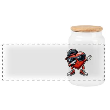 Dabbing Coeur avec lunettes de soleil Casquette de baseball - Boîte à biscuits avec couvercle en bois - blanc - Devant