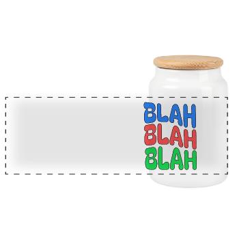 BLAH BLAH BLAH Farbiges Statement - Panorama Keksdose mit Holzdeckel - Weiß - Vorne
