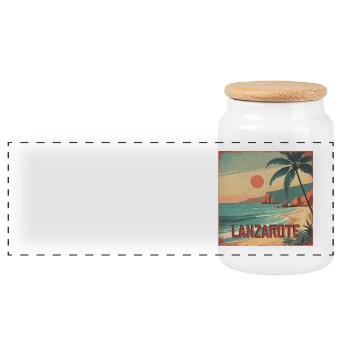 Lanzarote - Panoramic Cookie Jar with Wooden Lid - white - Front