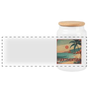 Fuerteventura - Panoramic Cookie Jar with Wooden Lid - white - Front