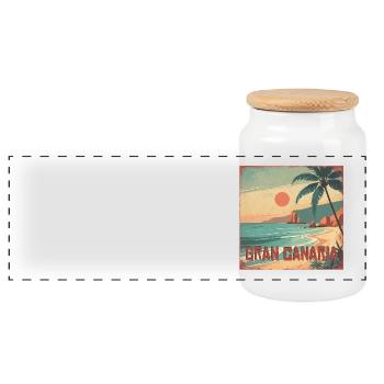 Gran Canaria - Boîte à biscuits avec couvercle en bois - blanc - Devant