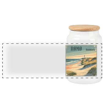 Roemoe North Sea Beach - Panoramic Cookie Jar with Wooden Lid - white - Front