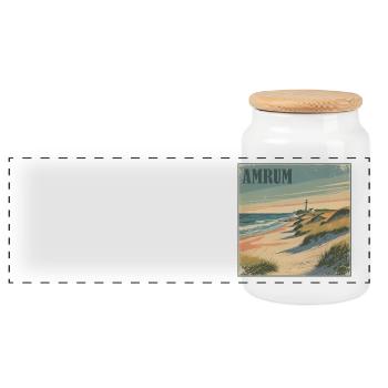 Amrum Nordsee Strand - Panorama Keksdose mit Holzdeckel - Weiß - Vorne