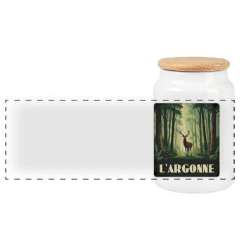 Argonnen Hirsch Wald - Panorama Keksdose mit Holzdeckel - Weiß - Vorne