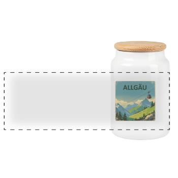 Allgäu Allgäu - Panorama Keksdose mit Holzdeckel - Weiß - Vorne