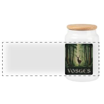 Forêt de Cerfs des Vosges - Boîte à biscuits avec couvercle en bois - blanc - Devant