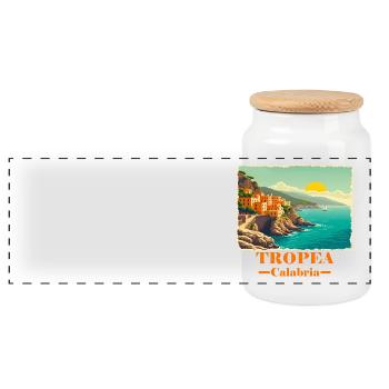 Tropea Calabria orange - Boîte à biscuits avec couvercle en bois - blanc - Devant