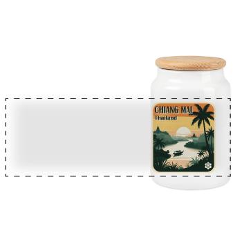 Chiang Mai, Thaïlande - Boîte à biscuits avec couvercle en bois - blanc - Devant