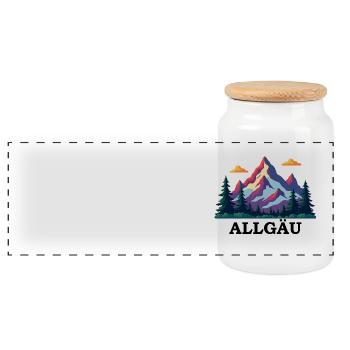 Allgäu bunt - Panorama Keksdose mit Holzdeckel - Weiß - Vorne