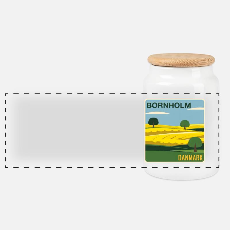Bornholm Daenemark - Panorama Keksdose mit Holzdeckel - Weiß
