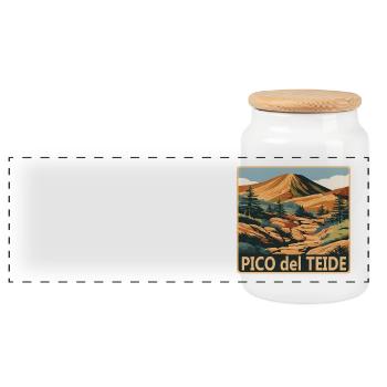 Pico del Teide Tenerife - Panoramic Cookie Jar with Wooden Lid - white - Front