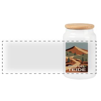 Pico del Teide Tenerife - Panoramic Cookie Jar with Wooden Lid - white - Front