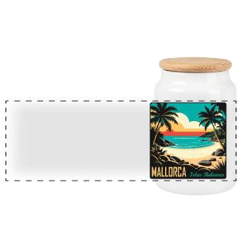 Majorque, Îles Baléares - Boîte à biscuits avec couvercle en bois - blanc - Devant