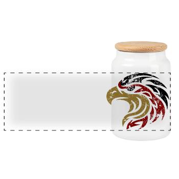 Eagle Germany Adlerkopf Deutschlandfahne Flagge - Panorama Keksdose mit Holzdeckel - Weiß - Vorne