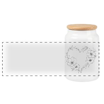 Coeur avec des fleurs et des feuilles. Romantique. - Boîte à biscuits avec couvercle en bois - blanc - Devant