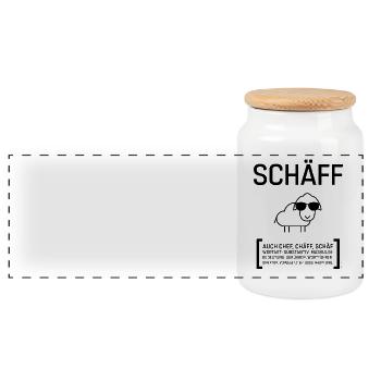 SCHÄFF CHEF CHÄFF BOSS Black Geschenkidee - Panorama Keksdose mit Holzdeckel - Weiß - Vorne